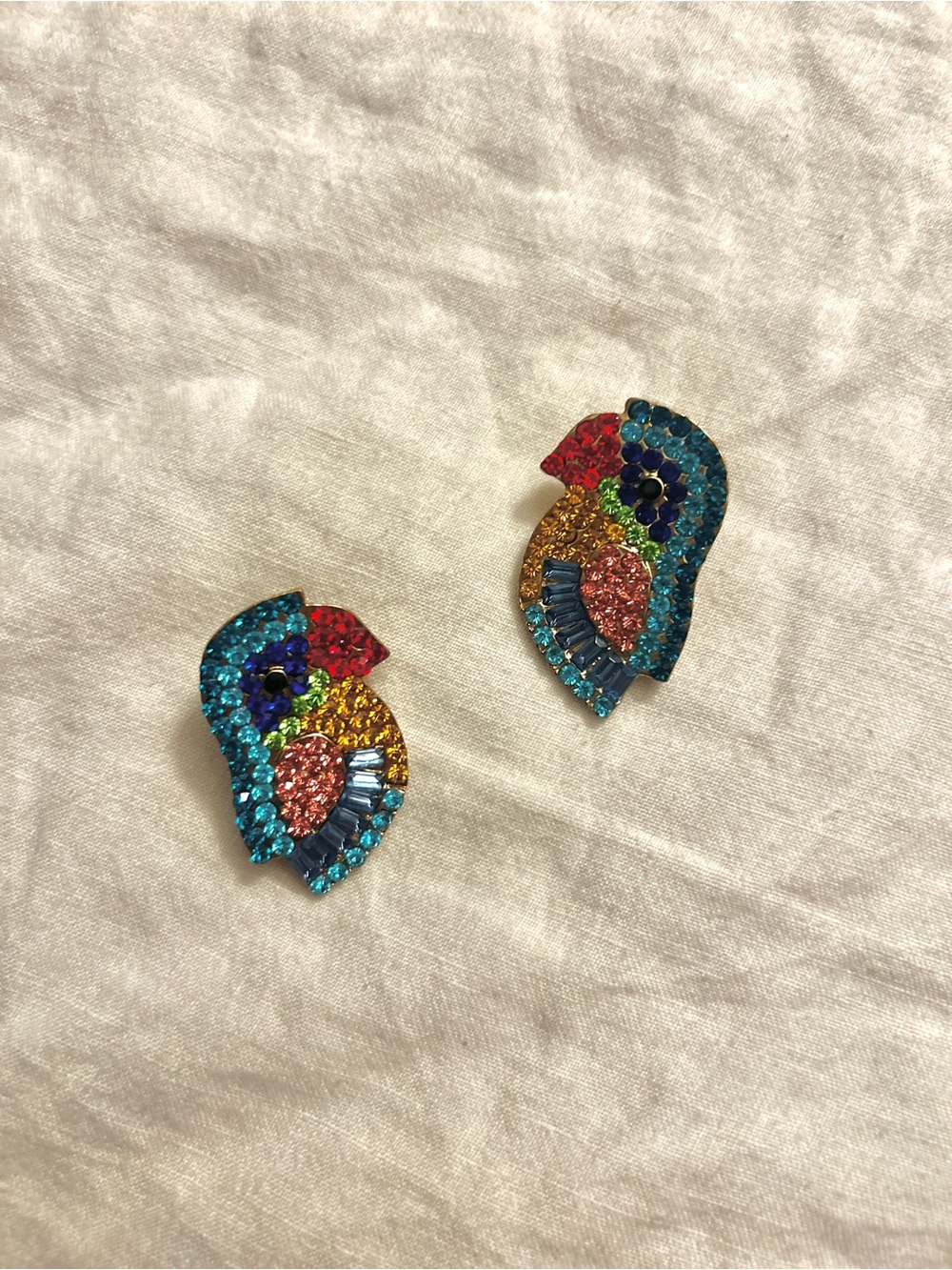 Colorful Parrot Rhinestone Earrings - Picture 3 of 5